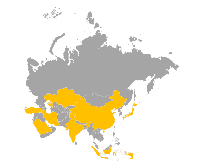 Download editable map of Asia